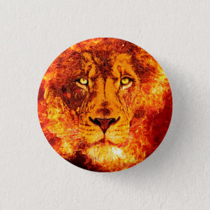 Lion of Judah Red Orange Flames Button