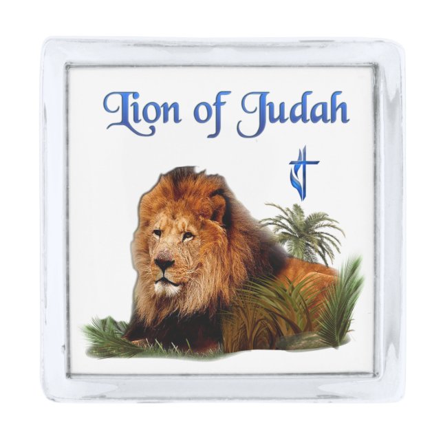 Lion of Judah Silver Finish Lapel Pin (Front)