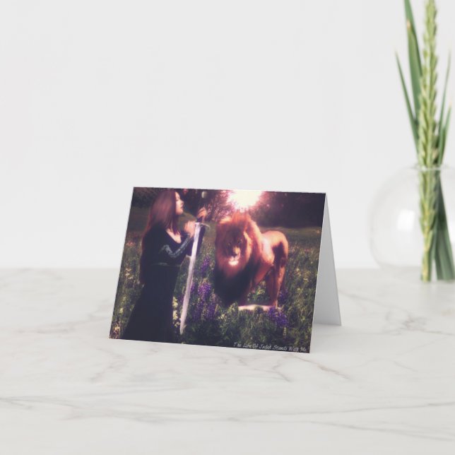 Lion of Judah Stands With Me Note Card (Front)