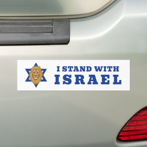 Lion of Judah Star of David  I Stand with Israel Bumper Sticker