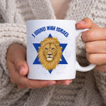 Lion of Judah Star of David . I Stand with Israel Coffee Mug<br><div class="desc">This stunning mug is the perfect gift for someone wanting to show their support for Israel! A digitally painted Lion of Judah is the focal point, over the Star of David in the background. Modern typography reads, "I Stand with Israel" in blue, and the same design is on both sides...</div>