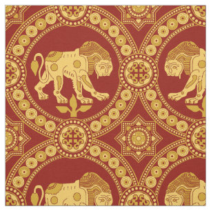 Lion of St. Julian, Gold on Dark Red Fabric
