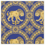 Lion of St. Julian, Yellow on Royal Blue Fabric