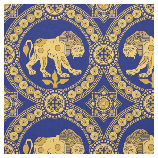 Lion of St. Julian, Yellow on Royal Blue Fabric