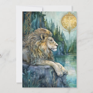 Lion of the Enchanted Realm Fantasy Art Flat Card