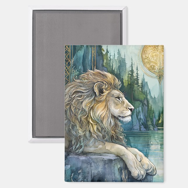 Lion of the Enchanted Realm Fantasy Art Magnet (Front/Back)