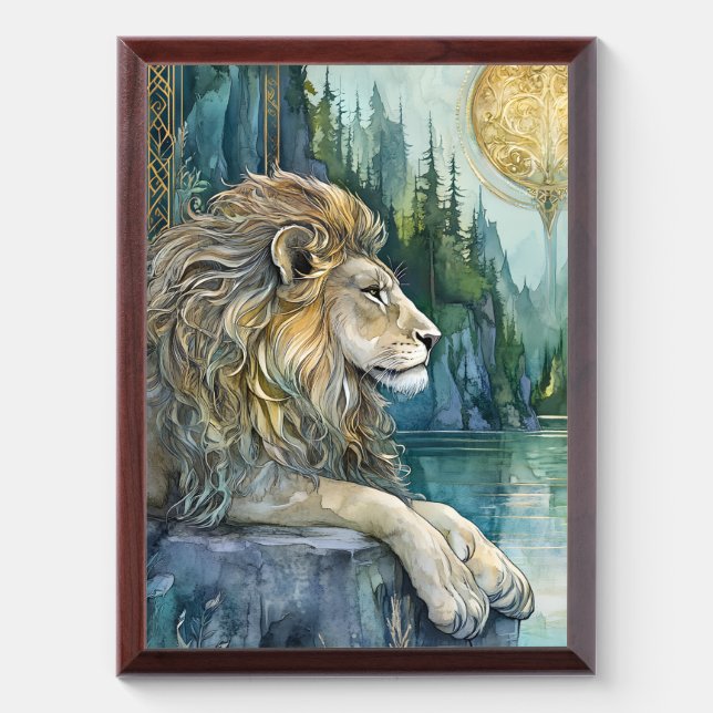 Lion of the Enchanted Realm Fantasy Art Plaque (Vertical)