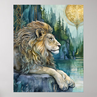 Lion of the Enchanted Realm Fantasy Art Poster