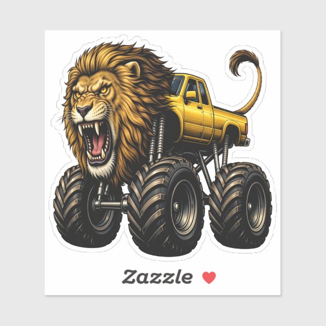 Lion Off Road Monster Truck Sticker (Sheet)