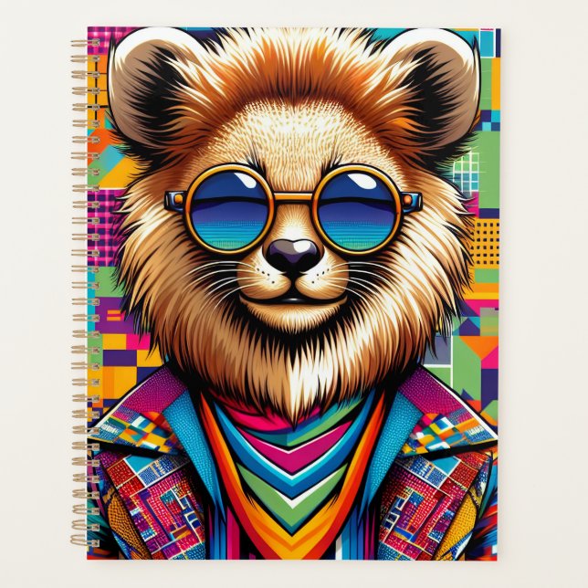 Lion on a colorful geometric background planner (Front)