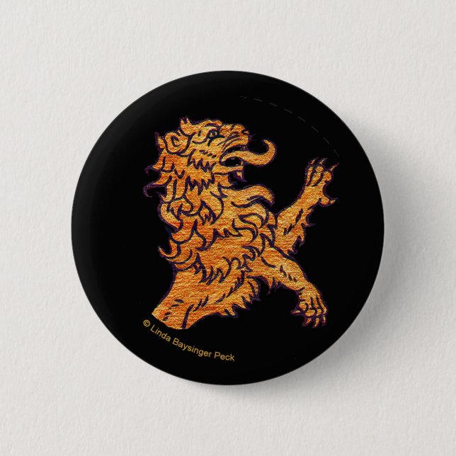 Lion on Black Button (Front)