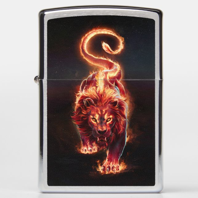 Lion on Fire #1 Zippo Lighter (Front)