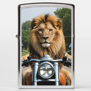 Lion on Motorbike Zippo Lighter