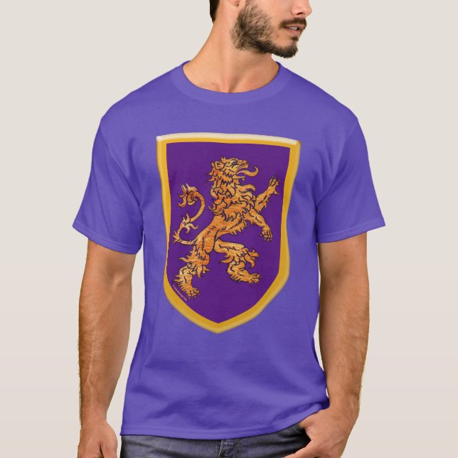 Lion on Purple Shield T-Shirt (Front)