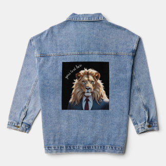lion on suit  denim jacket