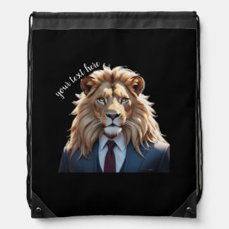 lion on suit  drawstring bag