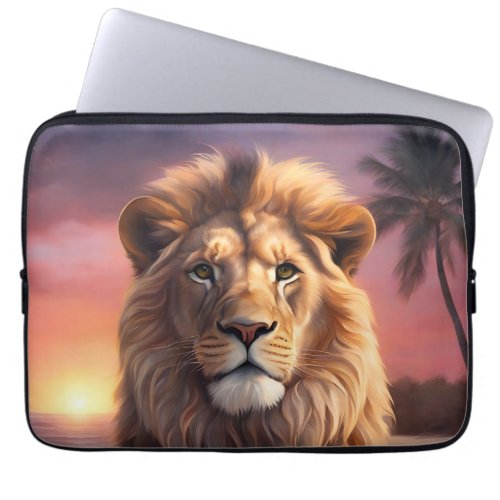 Lion on the beach laptop sleeve