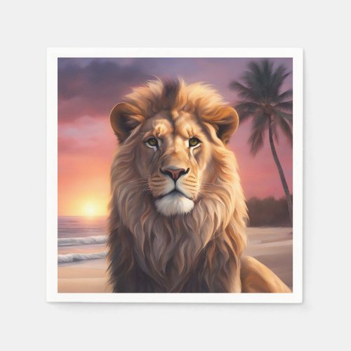 Lion on the beach napkins