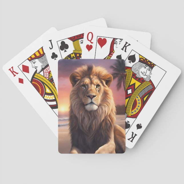 Lion on the beach poker cards (Back)