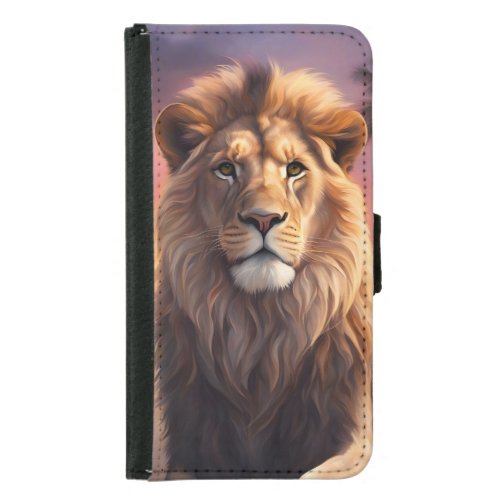 Lion on the beach samsung galaxy s5 wallet case