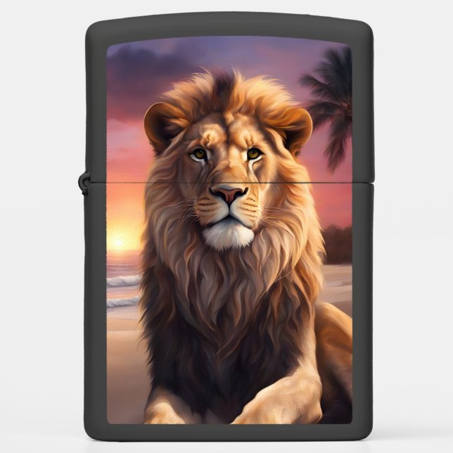 Lion on the beach zippo lighter (Front)