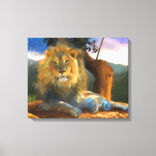 LION ON THE JOB CANVAS PRINT