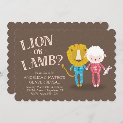 Lion or Lamb Gender Reveal Invitation