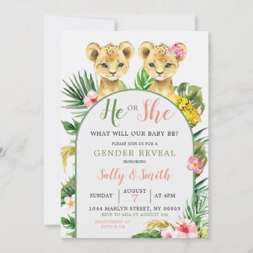 Lion or Lioness Gender Reveal Invitation