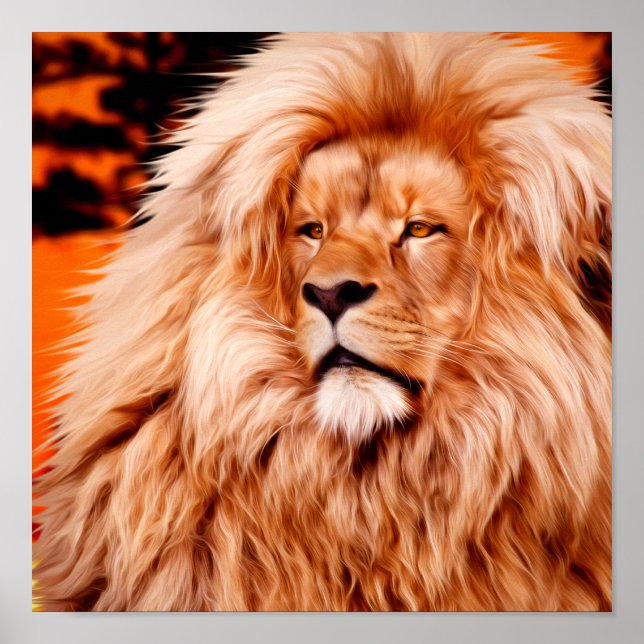 Lion Orange African Sky Photo Paint Poster (Front)