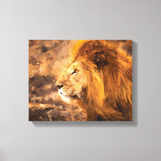 Lion Painting Golden King Art Canvas Print