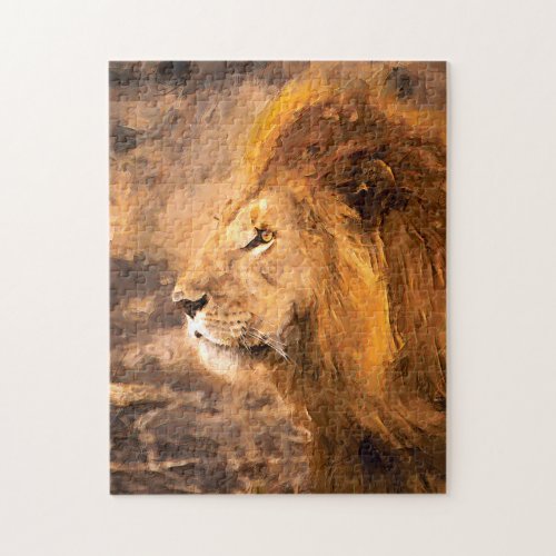 Lion Painting Golden King Art Closeup Jigsaw Puzzle
