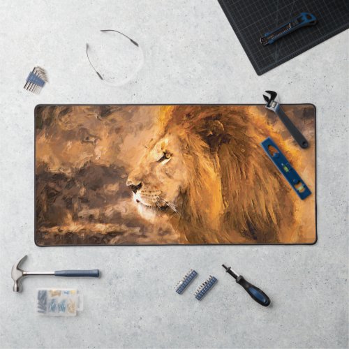 Lion Painting Golden King Art Desk Mat
