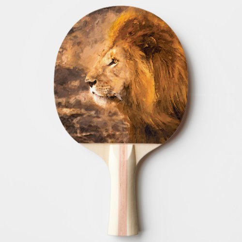 Lion Painting Golden King Art Ping Pong Paddle