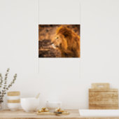 Lion Painting Golden King Art Poster (Kitchen)