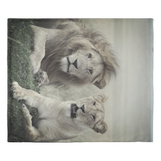 Lion Pair (fog) CA King Duvet (zipper on the SIDE)