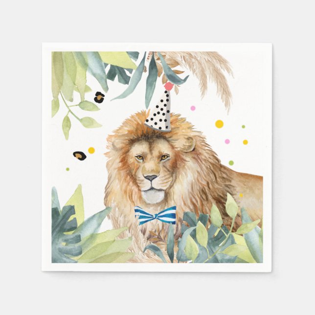 Lion Party Animals Jungle Birthday Safari Napkins (Front)