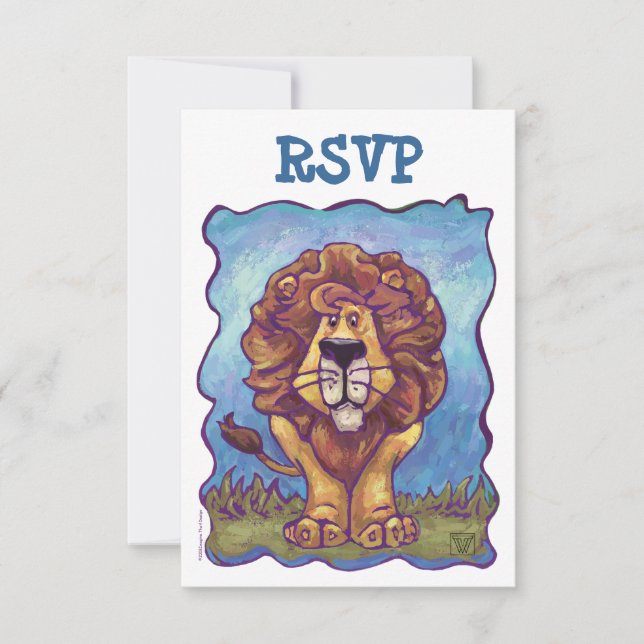 Lion Party Center Coordinating RSVP Cards (Front)