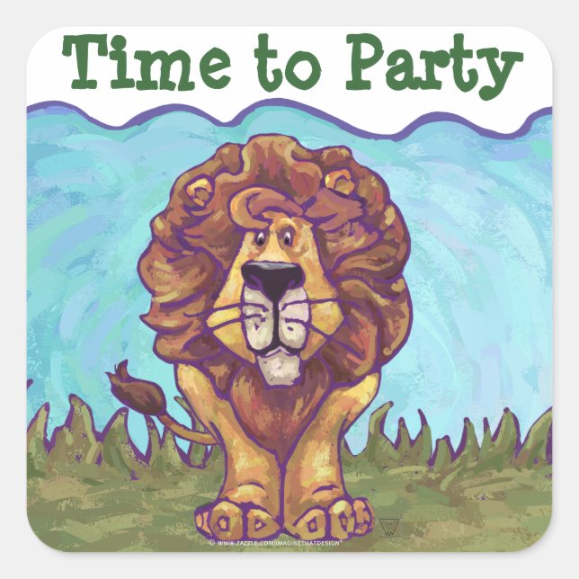 Lion Party Center Square Sticker (Front)