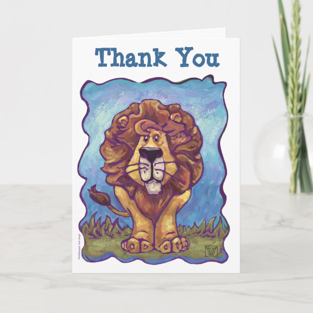 Lion Party Center Thank You Card (Front)