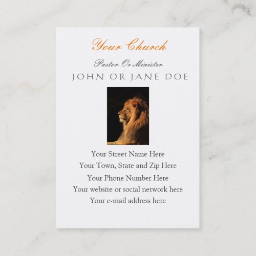 Lion Pastor or Minister Business Card _ Two Sided