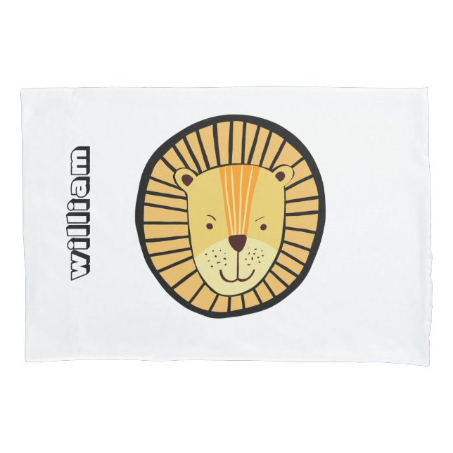 Lion pattern boys name pillow case (Front)