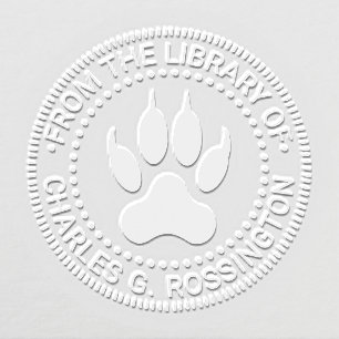 Lion Paw Print Library Book Name Embosser