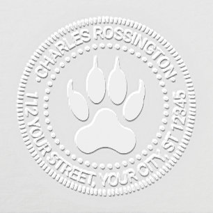 Lion Paw Print Name Return Address Embosser