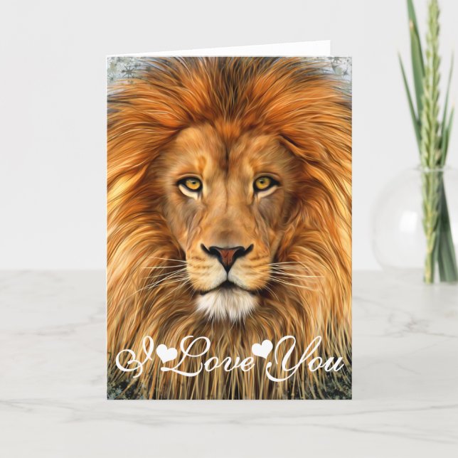 Lion Photograph Paint Art I Love You Card (Front)