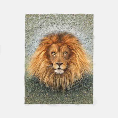Lion Photograph Paint Art image Fleece Blanket