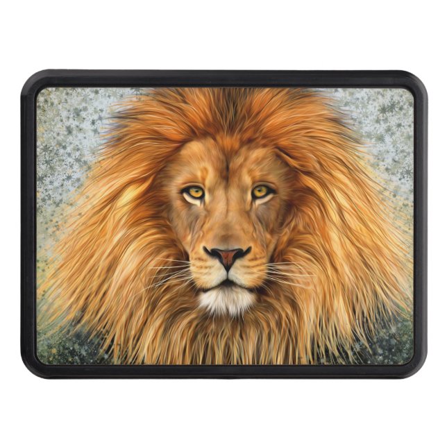 Lion Photograph Paint Art image Hitch Cover (Front)