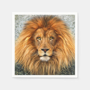 Lion Photograph Paint Art image Paper Napkins