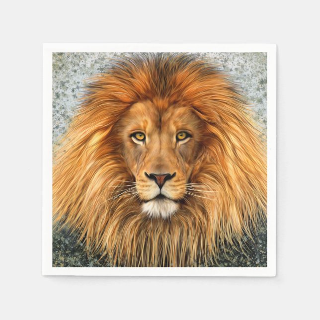 Lion Photograph Paint Art image Paper Napkins (Front)