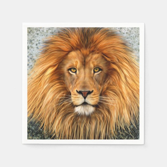 Lion Photograph Paint Art image Paper Napkins (Front)