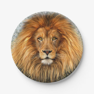 Lion Photograph Paint Art image Paper Plates